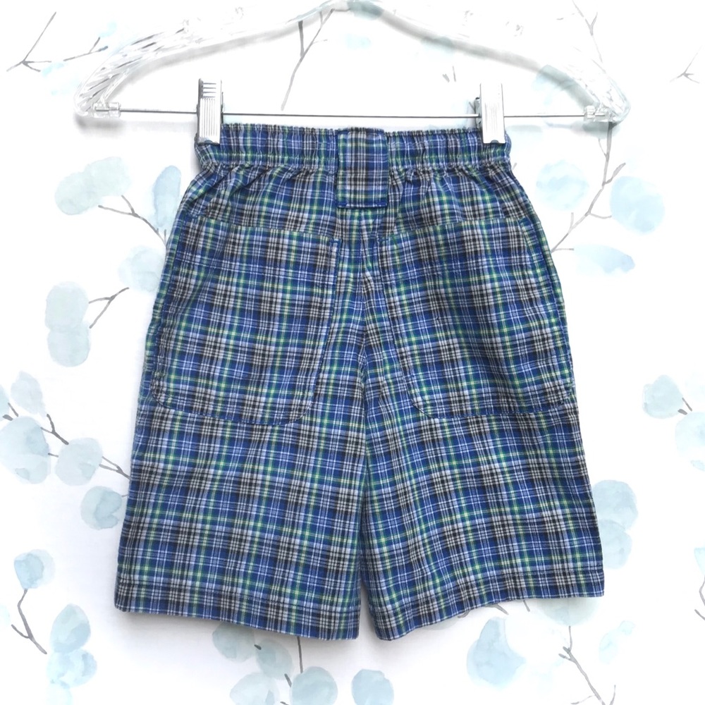 NWT Gymsport Gymboree Kids Blue White Green Plaid Stripe Surf Shorts - Picture 9 of 11